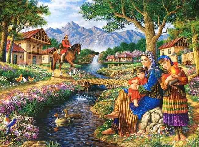 تابلو فرش طبیعت کوهستان رویایی نقشی از مناظر چشمگیر و بکر